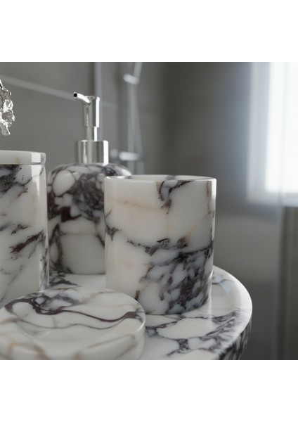 Leylak Mermer Banyo Seti 5’li – El Yapımı Doğal Taş Banyo Aksesuar ve Dekoratif Set fiyatları