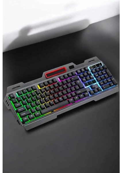 Led Işıklı Oyuncu Klavye Usb Girişli RGB Işıklı Q Klavye Mouse Hediyeli