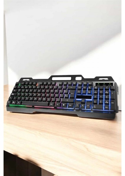 Led Işıklı Oyuncu Klavye Usb Girişli RGB Işıklı Q Klavye Mouse Hediyeli fırsatları