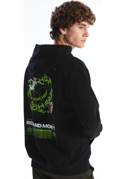 Yeni Sezon Uzun Kollu Rick And Morty Baskılı Erkek Kalın Hoodie