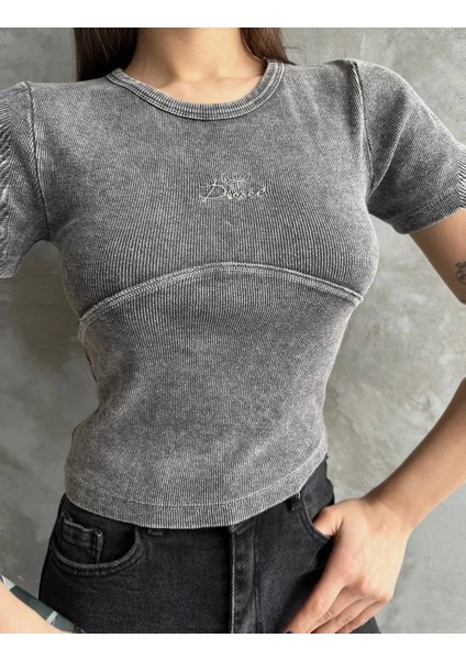 Nrtmsa Nakış Işlemeli Asit Yıkamalı Bluz Antrasit (Beden: Standart) fiyatları