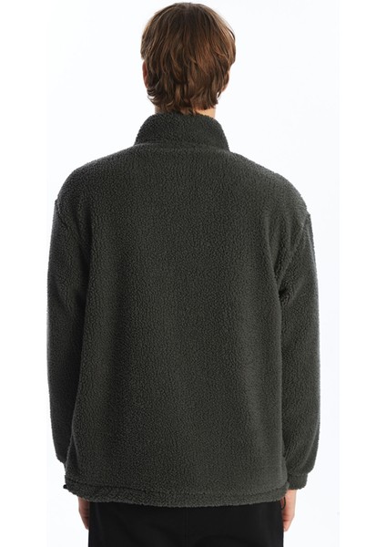 Yeni Sezon Dik Yaka Uzun Kollu Pelüş Erkek Fermuarlı Sweatshirt fırsatları