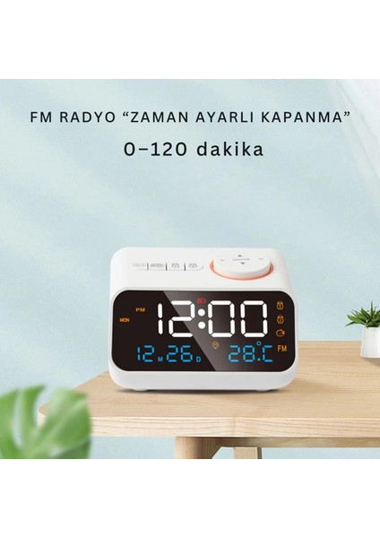 Fm Radyo Dijital Çalar Saat LED Ekranlı Masa Saati Sıcaklık Nem Göstergesi 2 USB Şarj Çıkışı Siyah,beyaz fiyatları