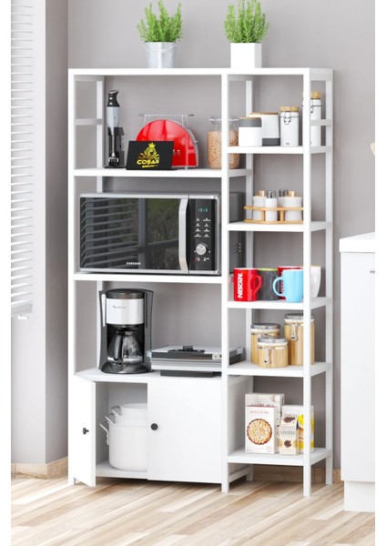 Beyaz Beyaz Mutfak Bangosu | Mutfak Standı | Kapaklı Raflı Dolap | Çok Amaçlı Dolap | Mutfak Rafı