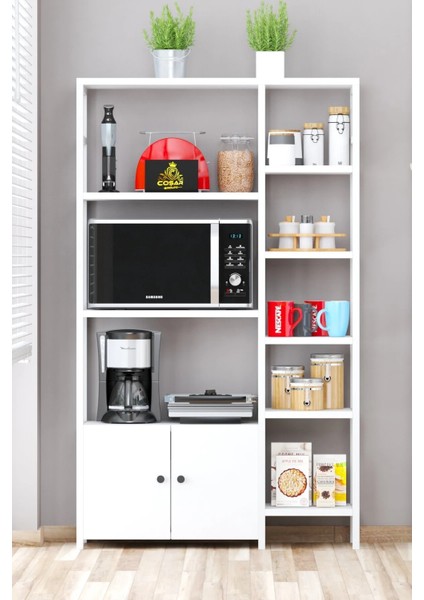 Beyaz Beyaz Mutfak Bangosu | Mutfak Standı | Kapaklı Raflı Dolap | Çok Amaçlı Dolap | Mutfak Rafı fiyatları