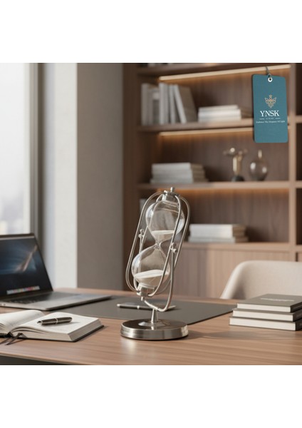 Gümüş Metal Döner Silindir Detay Kum Saati – 30 Dakikalık Modern Dekoratif Zaman Ölçer (32X15 Cm) fırsatları