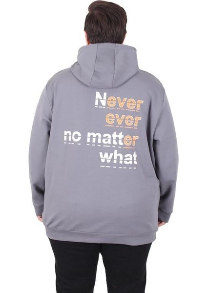 Büyük Beden Kapüşonlu Sweat Double Face Never 25706 Fume modelleri