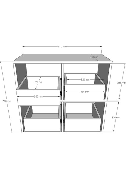 Pikap Dolabı 4 Çekmeceli | %100 Mdf