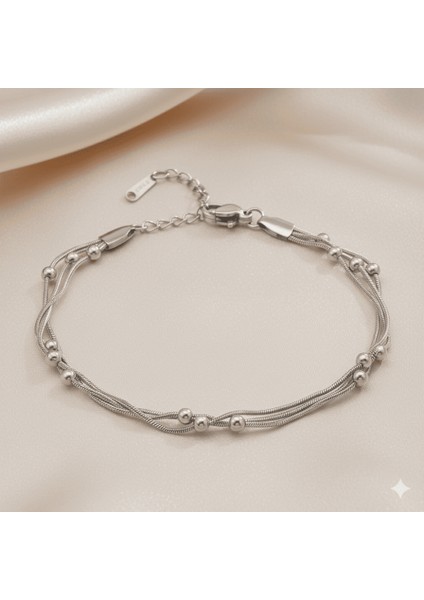 Kadın Çelik Bileklik - Toplu 3 Lü Snake Model - Gümüş Renk fırsatları