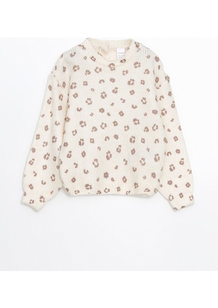 Yeni Sezon Bisiklet Yaka Desenli Triko Kız Çocuk Kazak