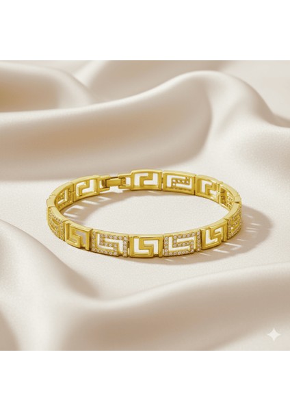 Kadın Tam Tur Xuping Bileklik - Greek Tasarım - Beyaz Zirkon Taşlı - Altın Renk fırsatları