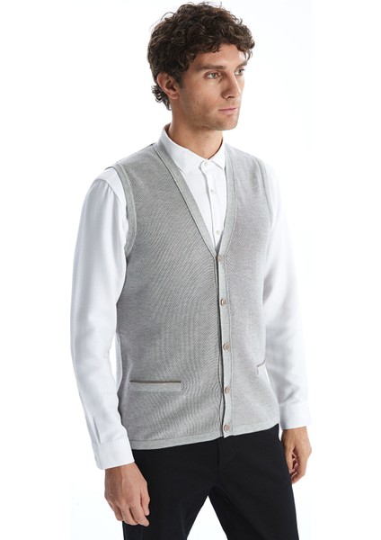 Yeni Sezon Standart Kalıp V Yaka Erkek Triko Yelek