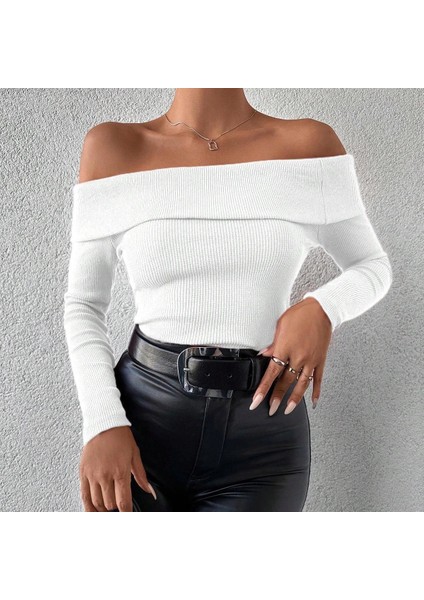 Uzun Kol Madonna Yaka Bluz Beyaz fiyatları