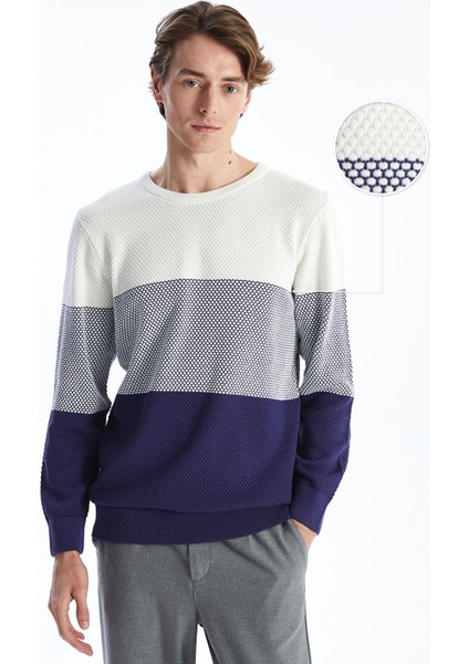 Yeni Sezon Bisiklet Yaka Uzun Kollu Renk Bloklu Erkek Triko Kazak