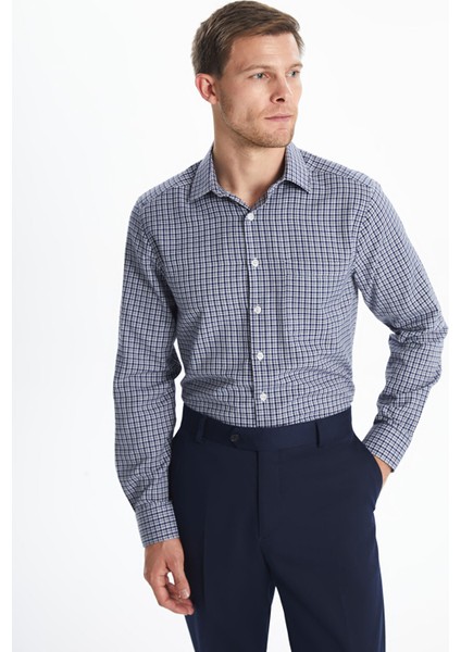 Yeni Sezon Regular Fit Uzun Kollu Ekose Gabardin Erkek Gömlek