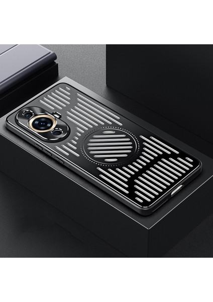 Huawei Nova 11 Pro Kılıfı, Manyetik Metal Isı Dağıtıcı Koruyucu Kılıf-Siyah (Yurt Dışından)