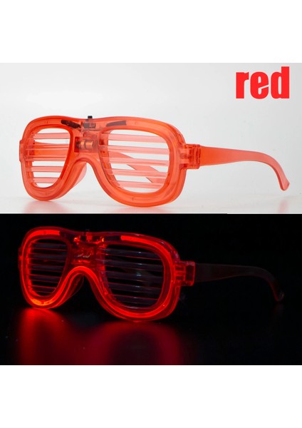 Ieg® Kırmızı LED Işıklı Parti Gözlüğü - Neon Glow Şerit Gözlük 3 Modlu (4887)