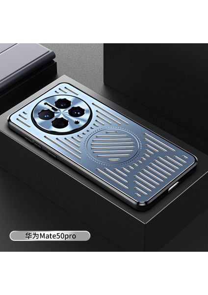 Huawei Mate 50 Pro Kılıfı, Manyetik Metal Isı Dağıtıcı Koruyucu Kılıf-Mavi (Yurt Dışından)