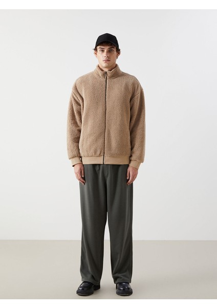 Yeni Sezon Dik Yaka Uzun Kollu Pelüş Erkek Fermuarlı Sweatshirt fiyatları