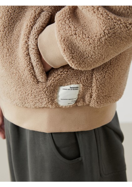 Yeni Sezon Dik Yaka Uzun Kollu Pelüş Erkek Fermuarlı Sweatshirt modelleri