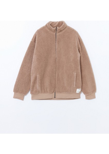 Yeni Sezon Dik Yaka Uzun Kollu Pelüş Erkek Fermuarlı Sweatshirt indirimleri