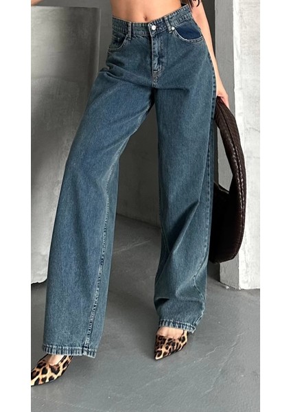 Baggy Kar Yıkama Yeşil Tint Jeans Pantolon D2007