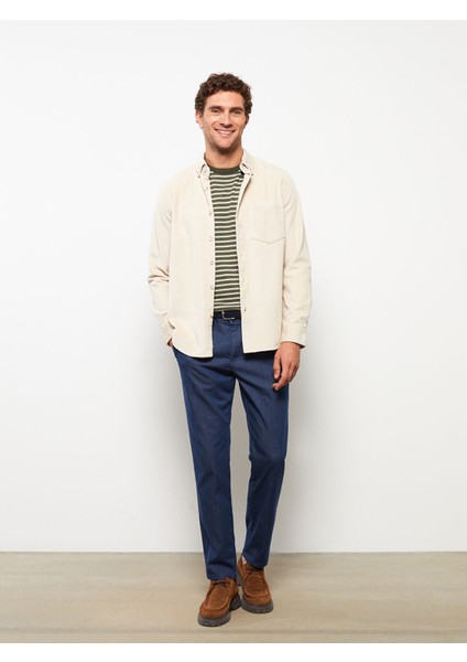 Yeni Sezon Regular Fit Uzun Kollu Kadife Erkek Gömlek