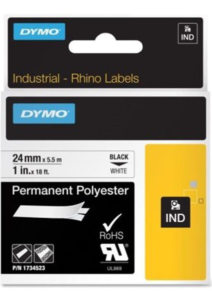 18057 Rhinopro Isıyla Küçülen ŞERIT19MMX1,5M Beyaz-Siyah