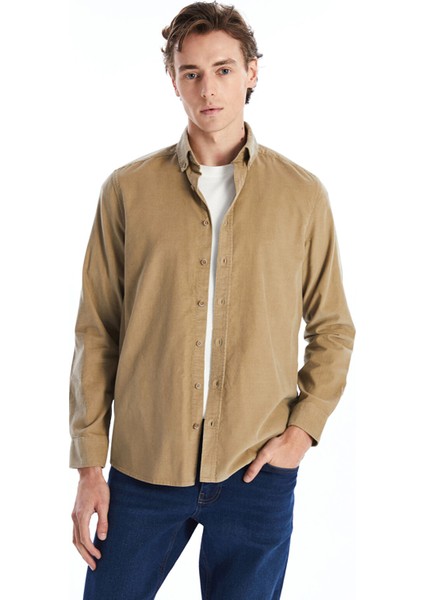 Yeni Sezon Regular Fit Uzun Kollu Kadife Erkek Gömlek