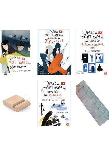 Ünsüz Youtuber In Günlüğü Seti / 4 Kitap / Troller/ Cesaret Oyunu / Layksızlar + Tablet Tutucu