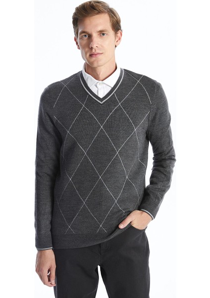 Yeni Sezon V Yaka Uzun Kollu Erkek Triko Kazak