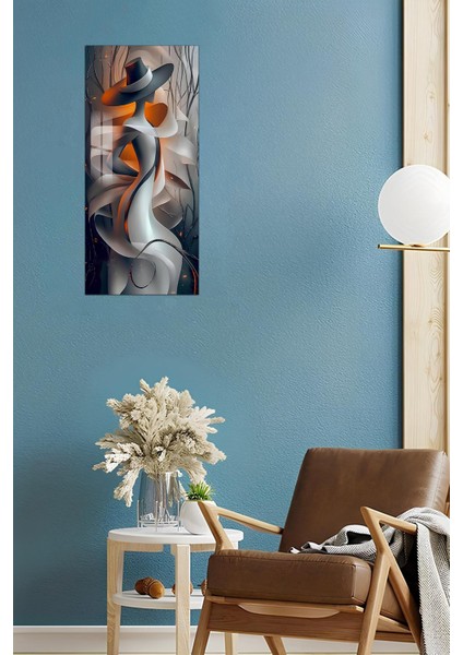 3D Görünümlü Temperli Cam Tablo – Soyut Kadın Silüeti ve Şapka Temalı Uv Baskı 30X60 cm - DCT142 modelleri