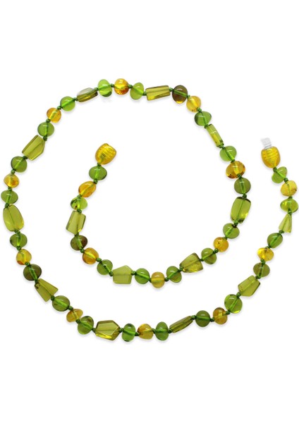Doğal Form Sarı Yeşil Renkli Hakiki Damla Kehribar Kadın Kolye