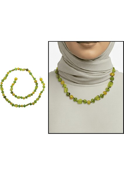 Doğal Form Sarı Yeşil Renkli Hakiki Damla Kehribar Kadın Kolye fiyatları