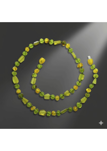 Doğal Form Sarı Yeşil Renkli Hakiki Damla Kehribar Kadın Kolye fırsatları