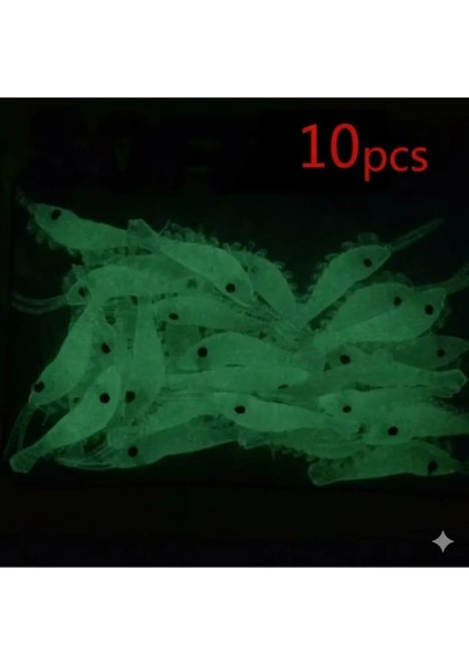 Silikon Balık Yemi Gerçek Görünümlü Yapay Karides Parlak Küçük Biyolojik Yapay Yem 10 Adet