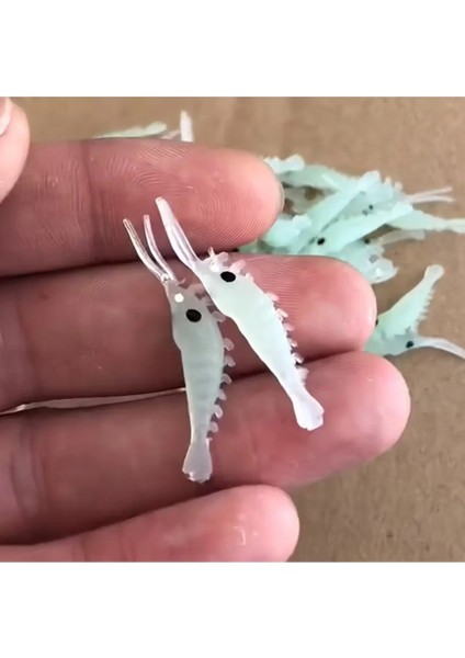 Silikon Balık Yemi Gerçek Görünümlü Yapay Karides Parlak Küçük Biyolojik Yapay Yem 10 Adet indirimleri