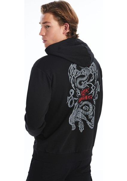 Yeni Sezon Uzun Kollu Baskılı Erkek Kalın Hoodie