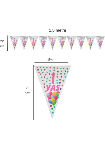 1 Yaş Pembe Renkli Yıldızlar Flama Bayrak Set Süs fiyatları