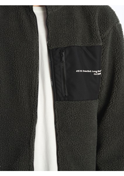 Yeni Sezon Dik Yaka Uzun Kollu Pelüş Erkek Fermuarlı Sweatshirt modelleri