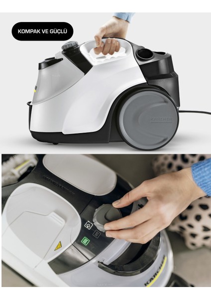 Kärcher Sc 5 Easyfix Iron Full Pack Temizlik Sınıfının En Güçlü Buharlı Temizleyicisi-Sertleşmiş Kurumuş Kirleri, Buhar Gücüyle Kolayca Söker