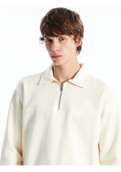 Yeni Sezon Standart Kalıp Dik Yaka Erkek Kalın Sweatshirt