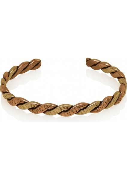 Kadın Bakır Pirinç Bileklik - Taşlamalı Burma Model - Otantik Tasarım - Ayarlanabilir Yapı