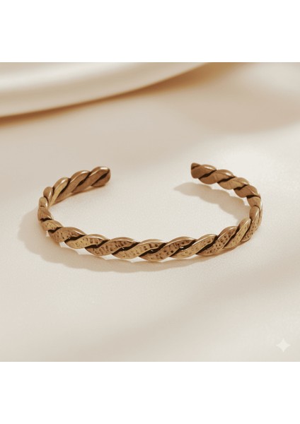 Kadın Bakır Pirinç Bileklik - Taşlamalı Burma Model - Otantik Tasarım - Ayarlanabilir Yapı fırsatları