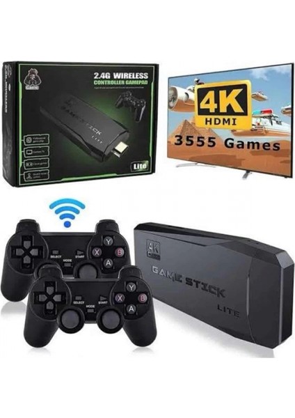 Retro Oyunlar 4K Game Stick 2.4g Kablosuz Çift Kol 3500 Oyun Atari fırsatları