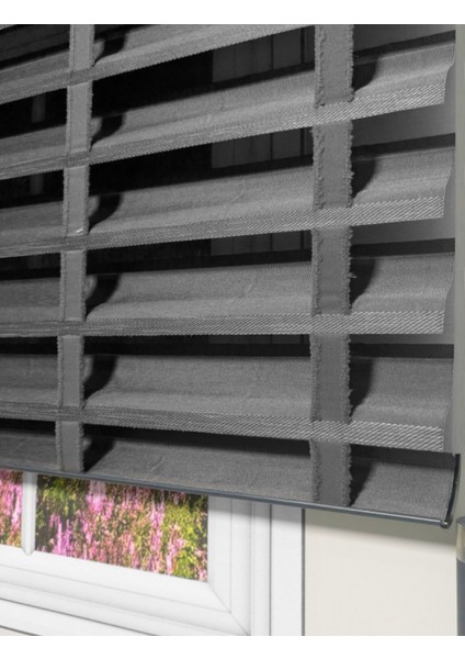 Picasso Shadow Silüet Kumaş Jaluzi Store Perde, Alüminyum Kasalı Yüksek Kaliteli - Antrasit 4333SHADOW