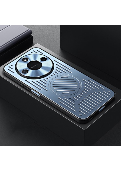 Honor X60 Kılıfı, Manyetik Metal Isı Dağıtıcı Koruyucu Kılıf-Mavi (Yurt Dışından)