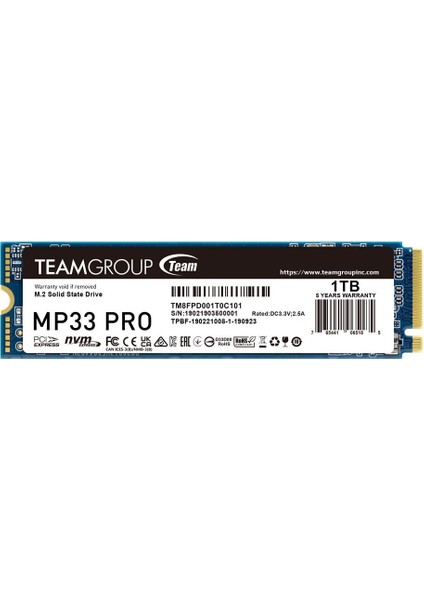 Team M33 Pro 1tb 3500/3000MB/S M.2 Pcıe 4.0 Nvme SSD TM8FPD001T0C101