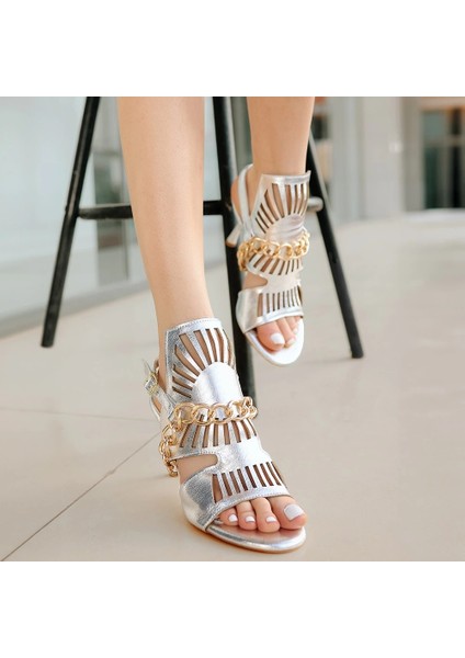 Nrtmsa Lidya Gümüş Cilt Topuklu Ayakkabı (Numara: 36) fırsatları