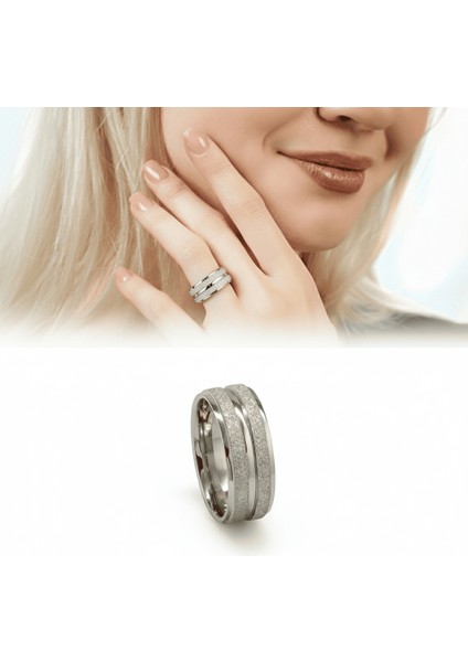 Gümüş Renk Modern Tasarım 316L Kalite Paslanmaz Kadın Çelik Yüzük Alyans - 24 Ölçü modelleri